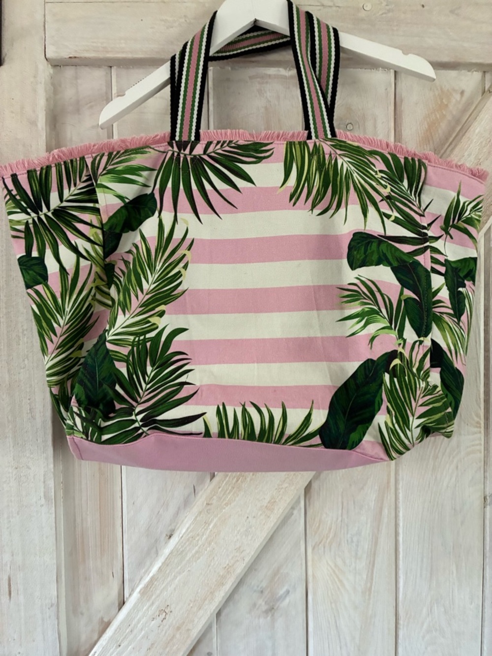 Victoria's Secret Pink & Green Tropical Stripe Tote - Picture 3 of 8